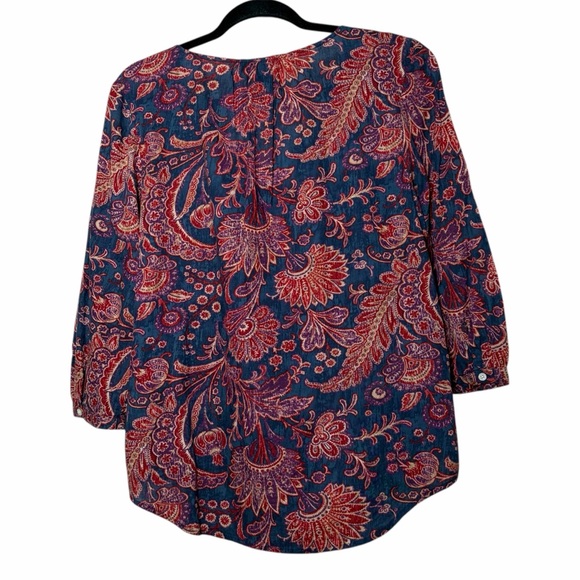 Lauren Ralph Lauren Ruffle Front Paisley 100% Cotton Blouse Size Large - Picture 2 of 8